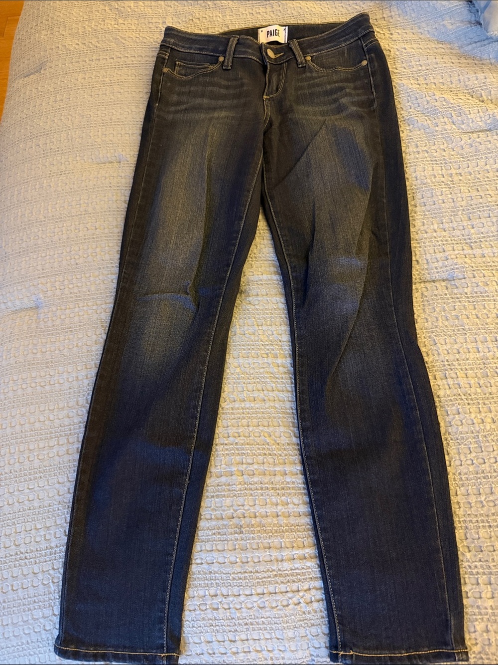 PAIGE Women's Dark Wash Slim Straight Jeans - Dark Blue Size 26